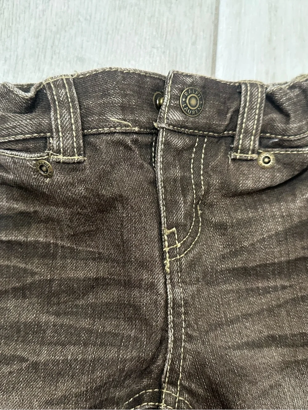 Ralph Lauren Girls 3T Distressed Brown Denim Blazer Jacket + Flare Jeans